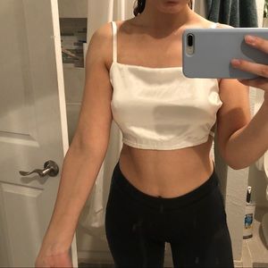 White silk crop top